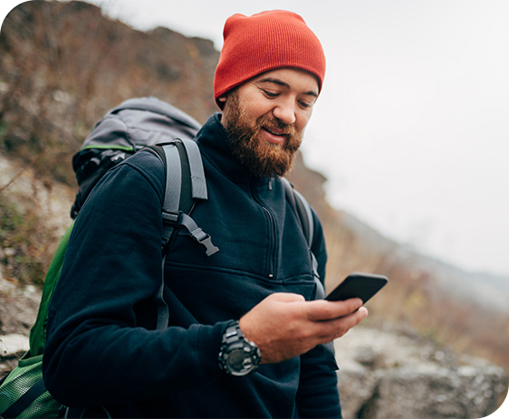 Hiker-on-phone